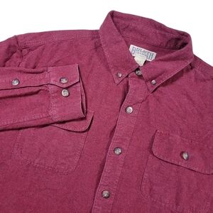 Duluth Trading Co Flannel Shirt Men XLT Tall Red Button Down Flap Pocket Outdoor
